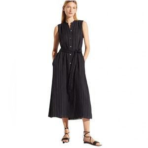 Vince Drapey Stripe Shirt Dress Plus Size XXL Maxi Black Sheer Lagenlook Chic